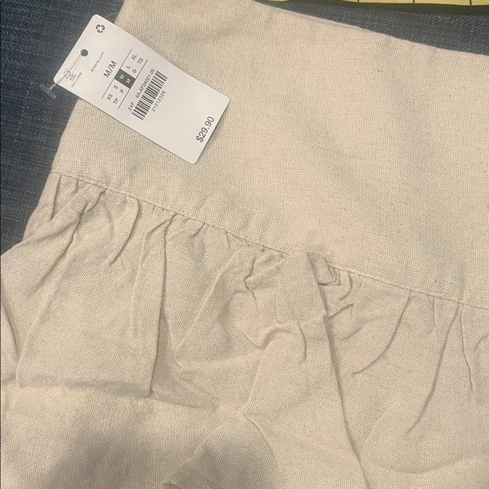 Linen Beige Ruffled Skirt - Picture 2 of 5